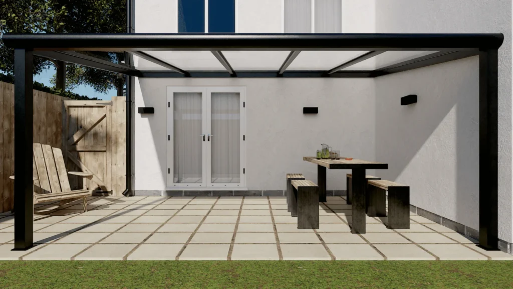 Aluminium terrasoverkapping met polycarbonaat dak